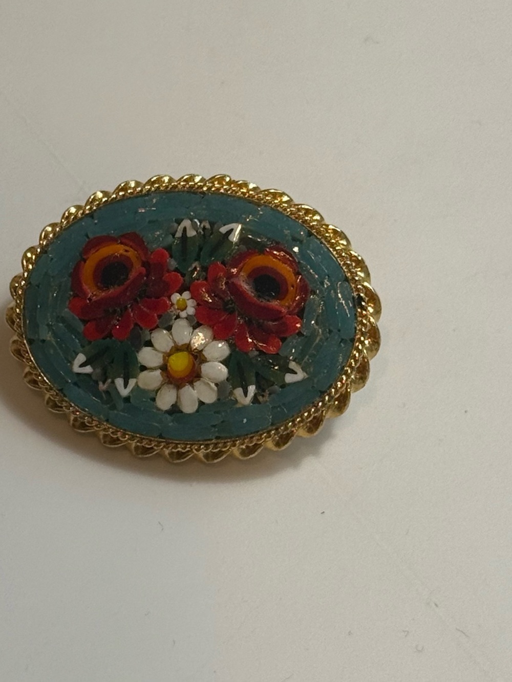 Italian Mosaic brooch pin made in Italy - Picture 2 of 4